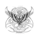 Create a tattoo of a stylized Caduceus symbol with helicopter wings, symbolizing the client's dual interests in medicine and aviation tattoo design idea