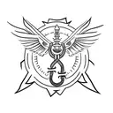 Create a tattoo of a stylized Caduceus symbol with helicopter wings, symbolizing the client's dual interests in medicine and aviation tattoo design idea