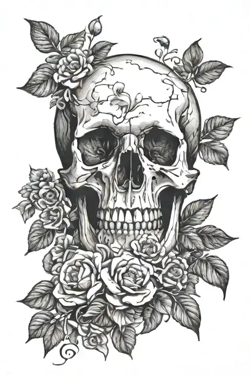 Around the skull, depict fading flowers and fresh ones, personifying the cycles of life and the transience of time. You  tattoo design idea