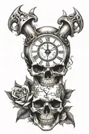 skull with time and strenght freedom resilience faith tattoo design idea