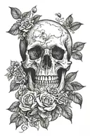Around the skull, depict fading flowers and fresh ones, personifying the cycles of life and the transience of time. You  tattoo design idea