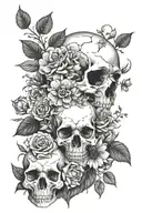 Around the skull, depict fading flowers and fresh ones, personifying the cycles of life and the transience of time. You  tattoo design idea