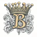 letter B with a crown on top tattoo design idea