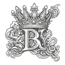 letter B with a crown on top tattoo design idea