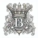 letter B with a crown on top tattoo design idea