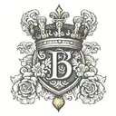 letter B with a crown on top tattoo design idea