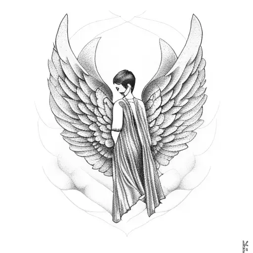 guitar and angel wings tattoo design idea