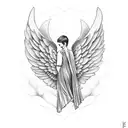 guitar and angel wings tattoo design idea