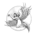 guitar and angel wings tattoo design idea