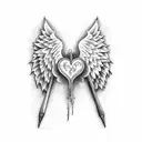 guitar and angel wings tattoo design idea