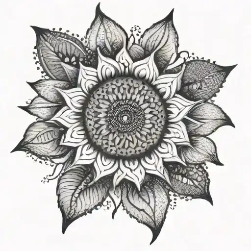 Sunflower mandala tattoo design idea