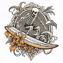 surfing skeleton tattoo design idea