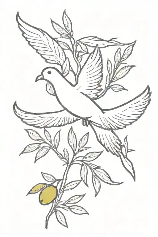 olive branch and dove tattoo design idea