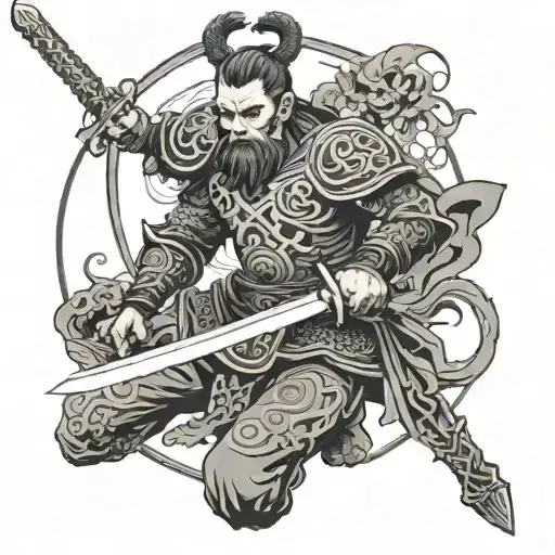 celtic warrior wielding a sword tattoo design idea