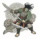 celtic warrior wielding a sword tattoo design idea