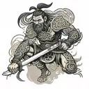 celtic warrior wielding a sword tattoo design idea