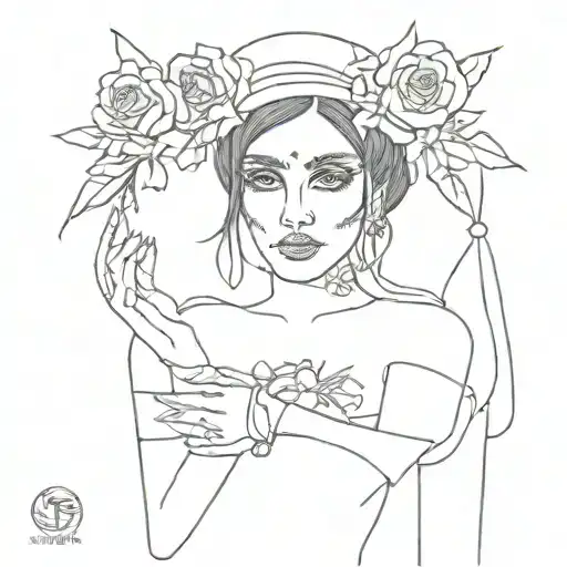 catrina holding tattoo design idea