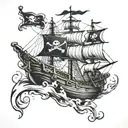 pirate ship with pirate flag  tattoo design idea