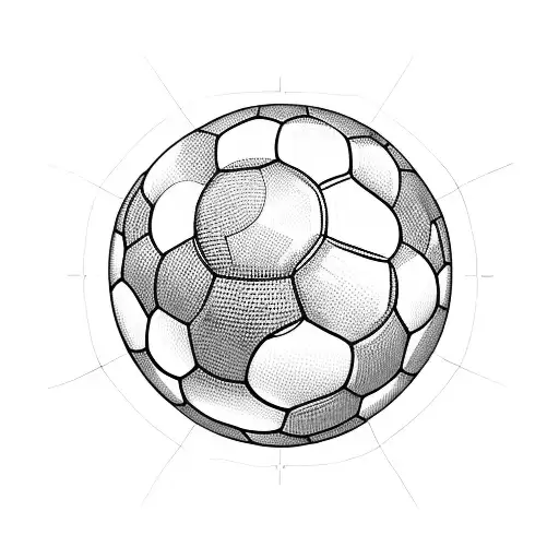 A blackwork tattoo of a soccer ball made out of construction tools tattoo design idea