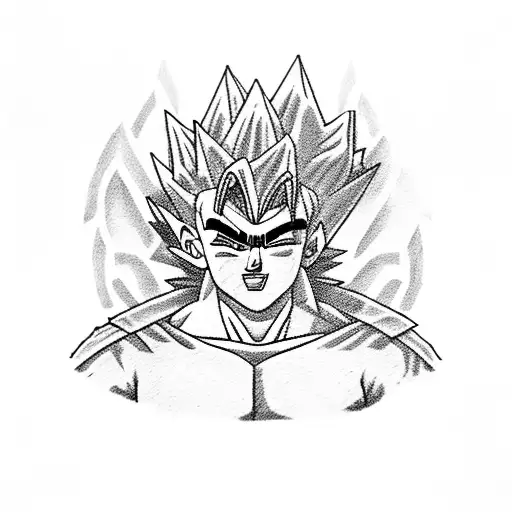 Songoku sitting and showing fuck tattoo design idea