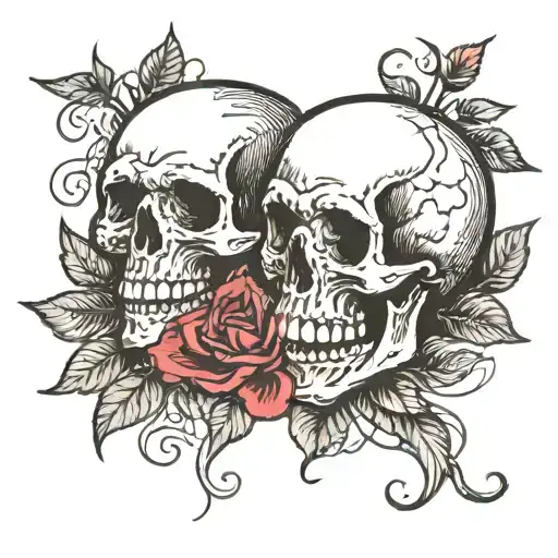 skull with roses flowing from mouth open tattoo design idea