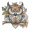 owl with butterfly wings spread tattoo design idea