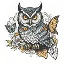 owl with butterfly wings spread tattoo design idea