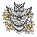 owl with butterfly wings spread tattoo design idea