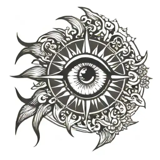 sun tattoo around eye tattoo design idea