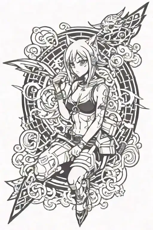 cool anime inspired tattoo tattoo design idea