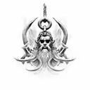 Poseidon God tattoo design idea