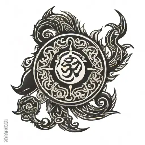 TRISHUL, TAURUS, OM, DAMRUU tattoo design idea