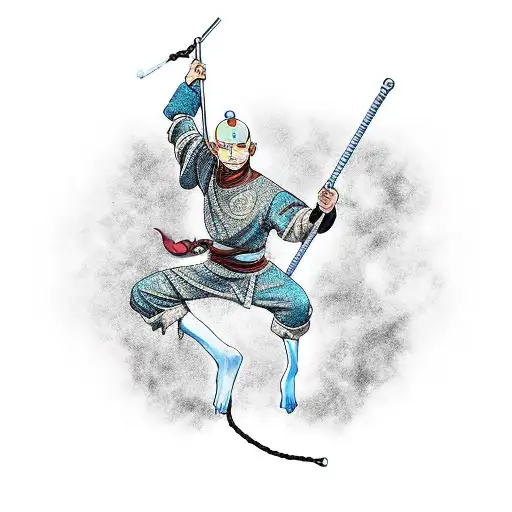 Avatar last air bender performing pole dance tattoo design idea