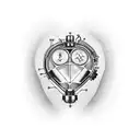 Mechanical heart with piston valves tattoo design idea