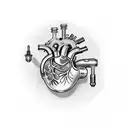 Mechanical heart with piston valves tattoo design idea