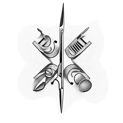 A minimalist tattoo of a barber's scissors with intricate detailing tattoo design idea