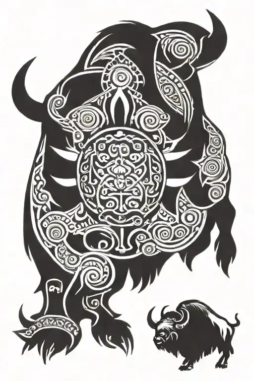 bison in st michael tattoo design idea