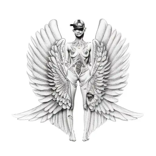 ripped wings tattoo design idea