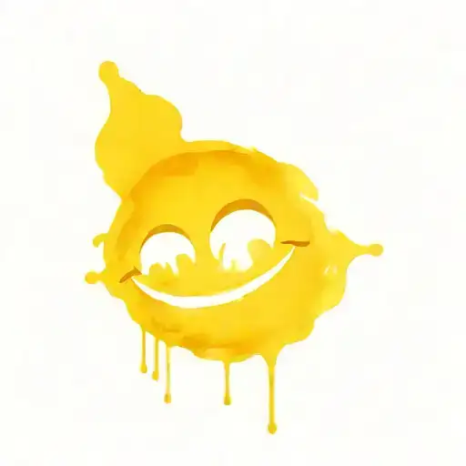 Smiley Evil Face watercolour in backround holding tattoo design idea