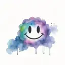 evil smile face watercolour in backround holding tattoo design idea