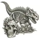 dinosaur fossil skeleton tattoo design idea