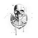 A skull wearing a Spartan helmet holding a gun tattoo design idea