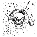skull with a coffee cup and a rain cloud tattoo design idea