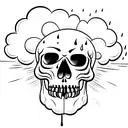 skull with a coffee cup and a rain cloud tattoo design idea