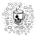 skull with a coffee cup and a rain cloud tattoo design idea