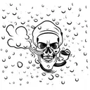 skull with a coffee cup and a rain cloud tattoo design idea