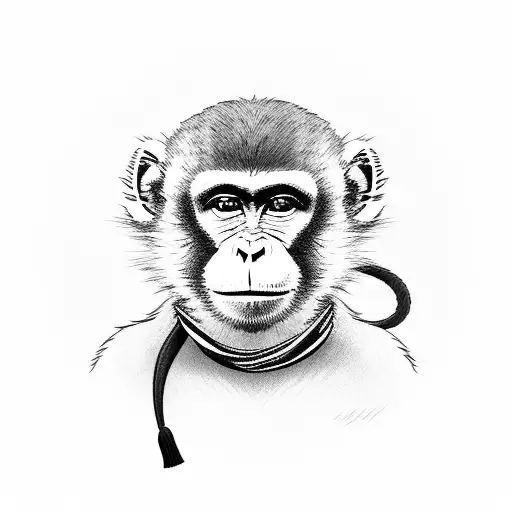 monkey with scarf and bangs and an iphone tattoo design idea