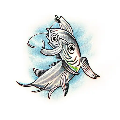 fish hook tattoo design idea