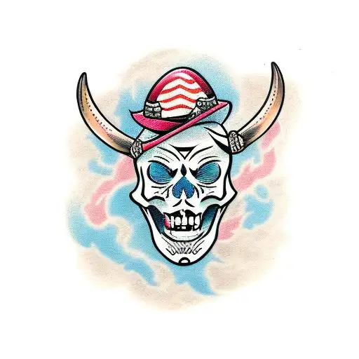  SKELETON BULL RIDER tattoo design idea