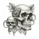 skull and monkey tattoo design idea